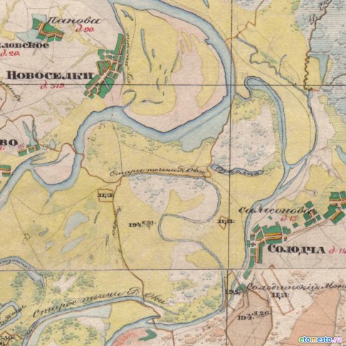 Новосёлки на карте Менде 1860 года